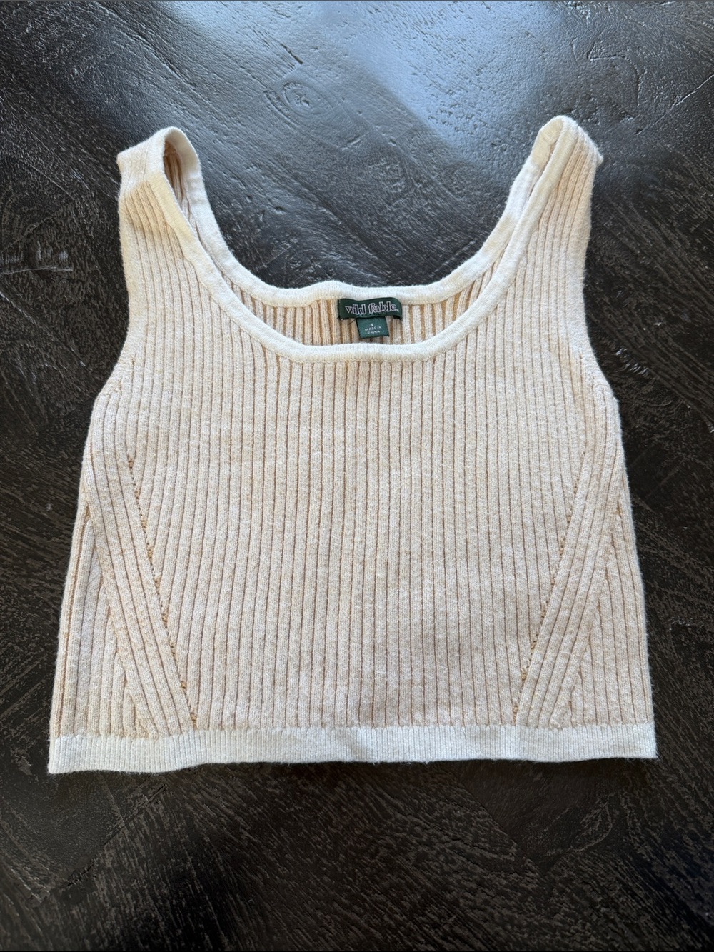 wild fable Cream Ribbed Crop Tank
